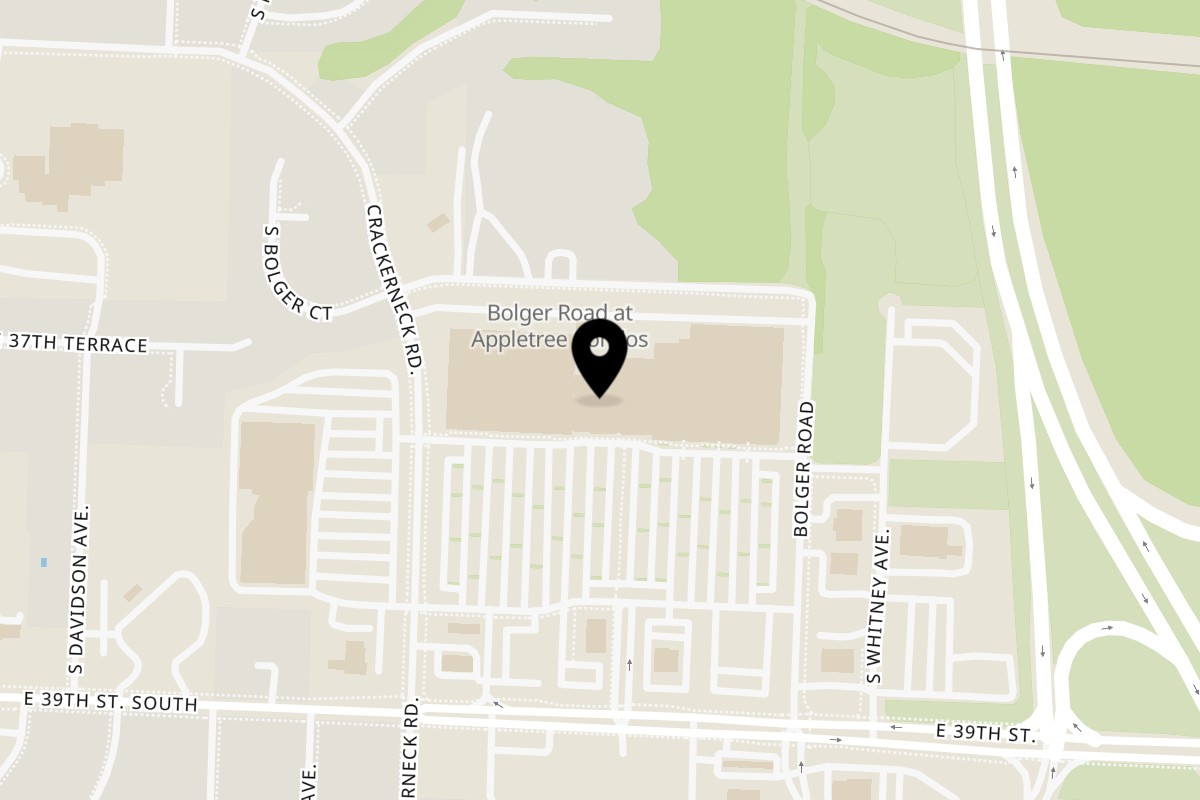 Map showing the location of American Way Smokehouse Kansas City - American Way Smokehouse on 17710 East 39th St S in Independence